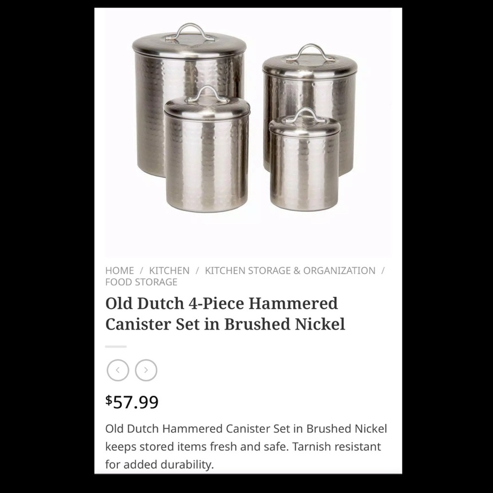BRAND NEW Old Dutch International Stainless Steel 4 PC Canister Set